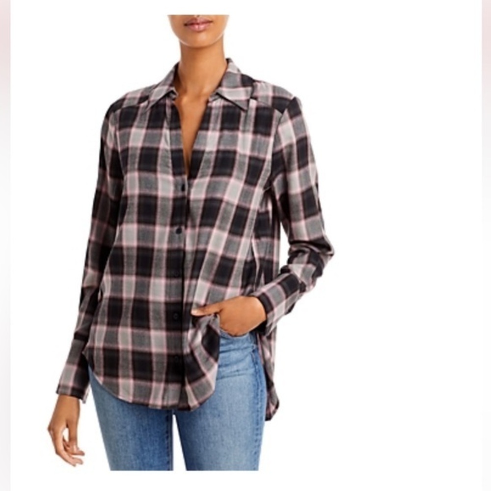 PAIGE Shirt Davlyn Classic Oversized Boyfriend Plaid Button Down Shirt